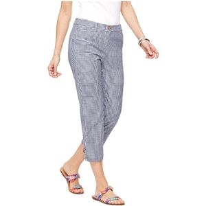 Talbots Perfect Skimmer Slim Leg Pedal Pusher Pants, 29.5" Waist, Navy/White